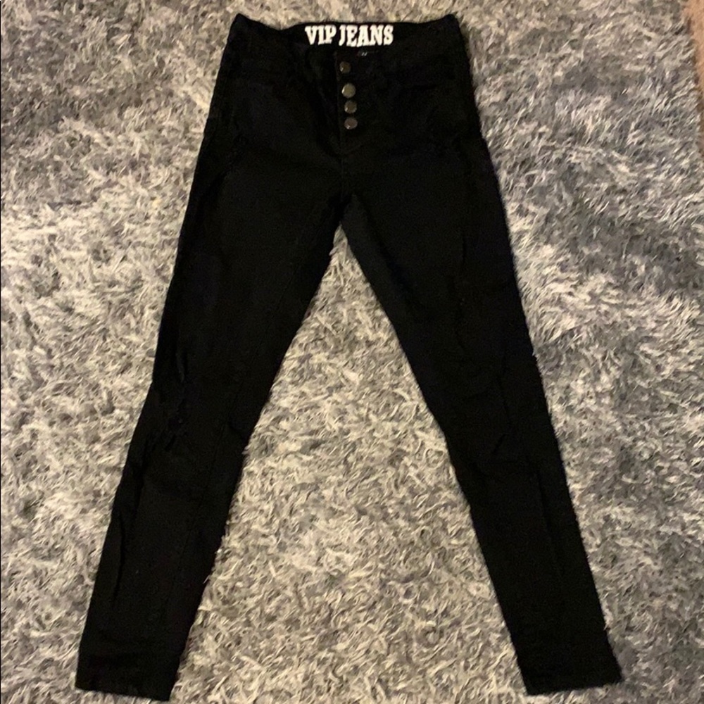 Black Ripped Jeans MID-RISE